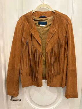 Les Copains Rust Suede Fringe Jacket